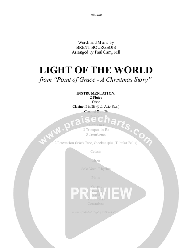 Light Of The World Cover Sheet (Point Of Grace)
