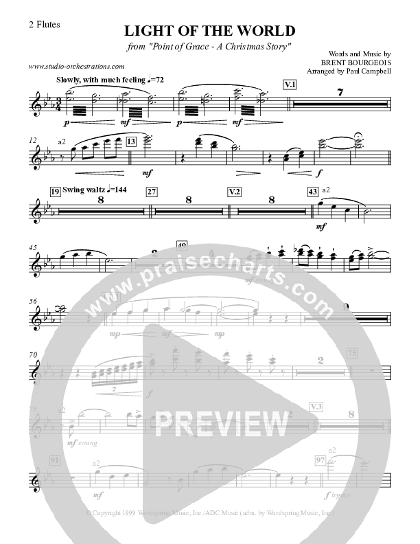 Light Of The World Flute 1/2 (Point Of Grace)