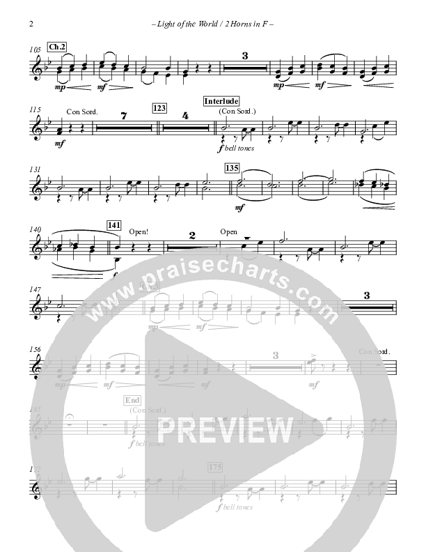 Light Of The World French Horn 1/2 (Point Of Grace)