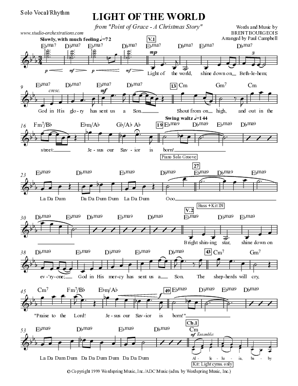 Light Of The World Rhythm/Vocal (Point Of Grace)