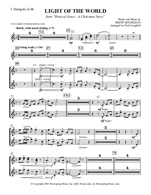 Light Of The World Trumpet 1/2/3 (Point Of Grace)