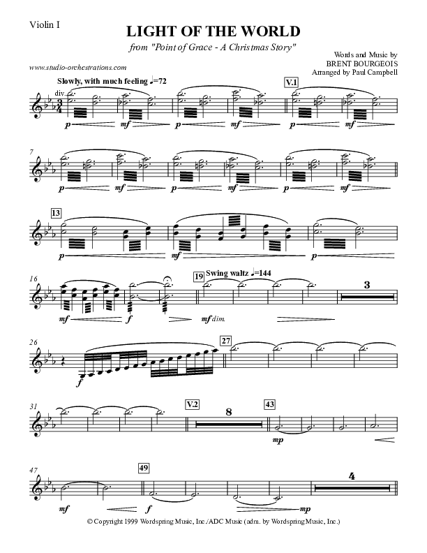 Light Of The World Violin 1 (Point Of Grace)