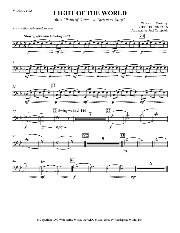 Light Of The World Violincello (Point Of Grace)