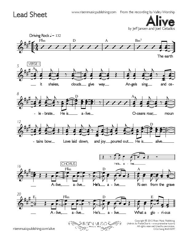 Alive Lead Sheet (Valley Worship)