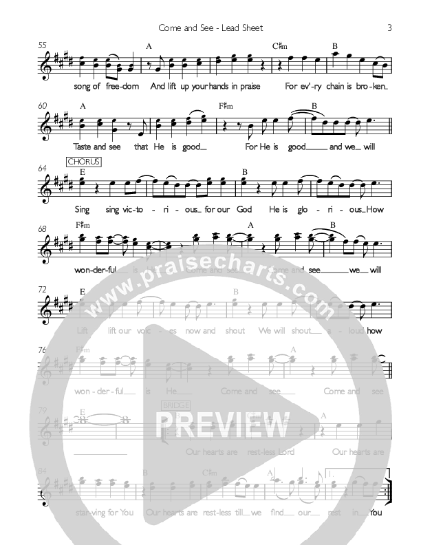 Come And See Lead Sheet (Life Wide Open)