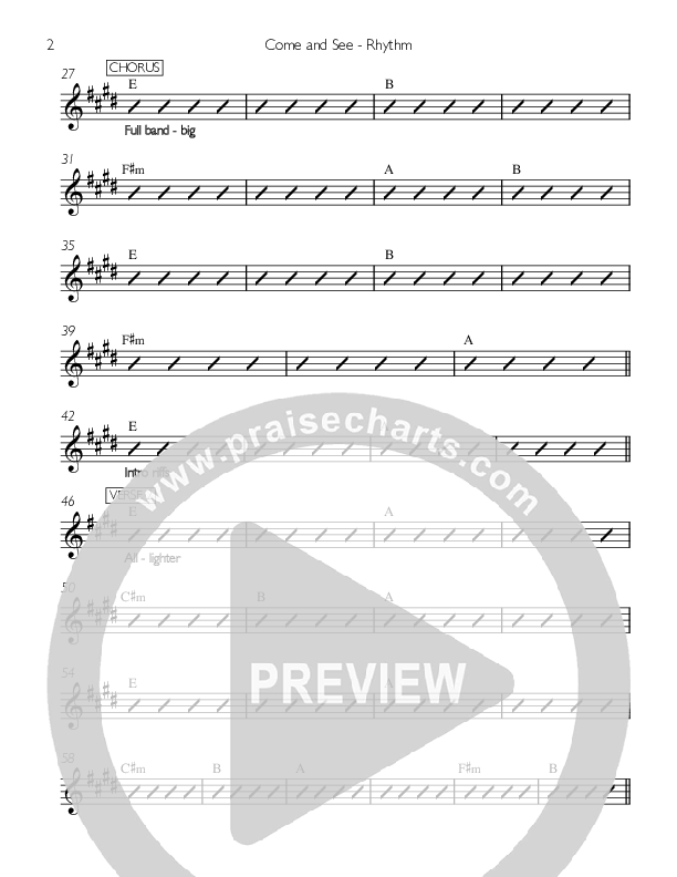Come And See Rhythm Chart (Life Wide Open)