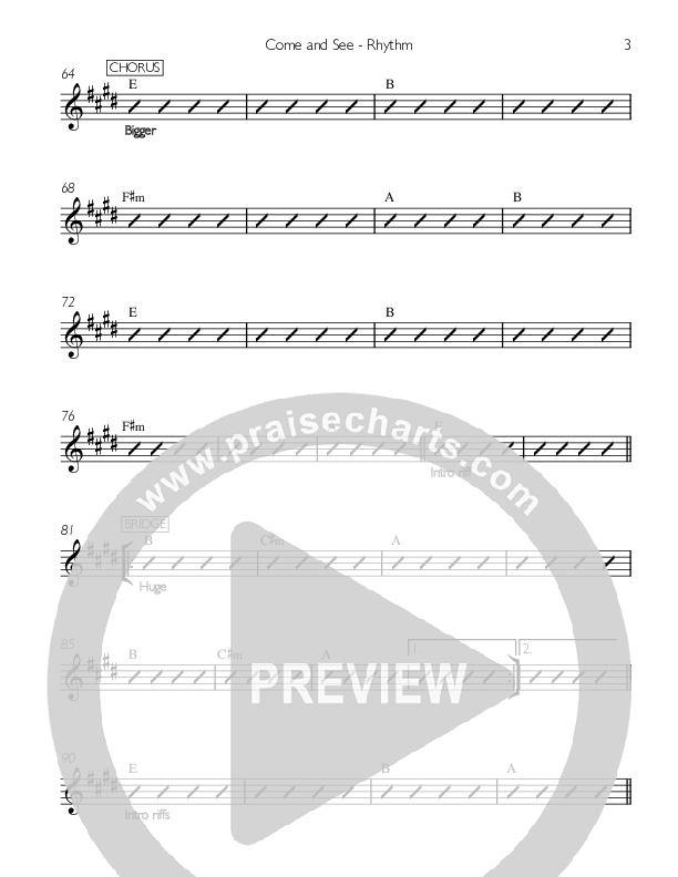 Come And See Rhythm Chart (Life Wide Open)