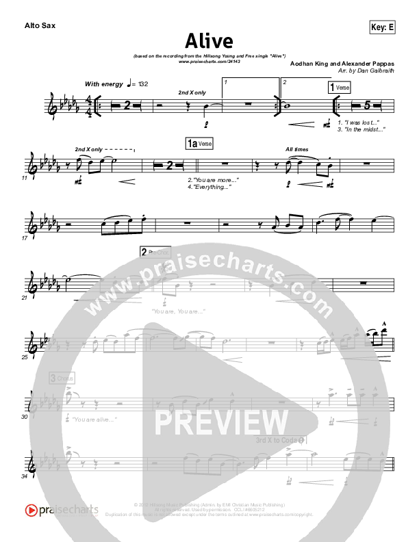 Alive Alto Sax (Hillsong Young & Free)