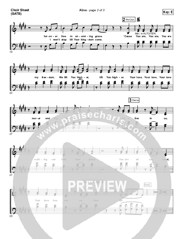 Alive Choir Sheet (SATB) (Hillsong Young & Free)