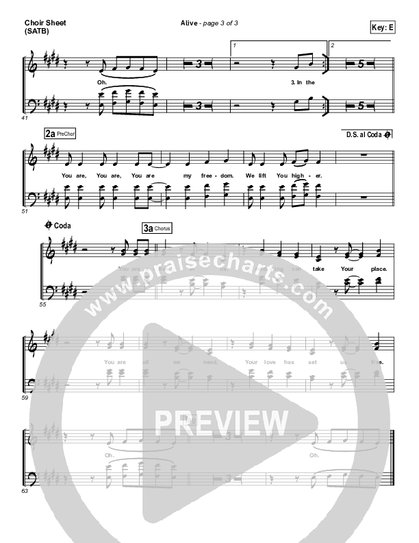 Alive Choir Sheet (SATB) (Hillsong Young & Free)