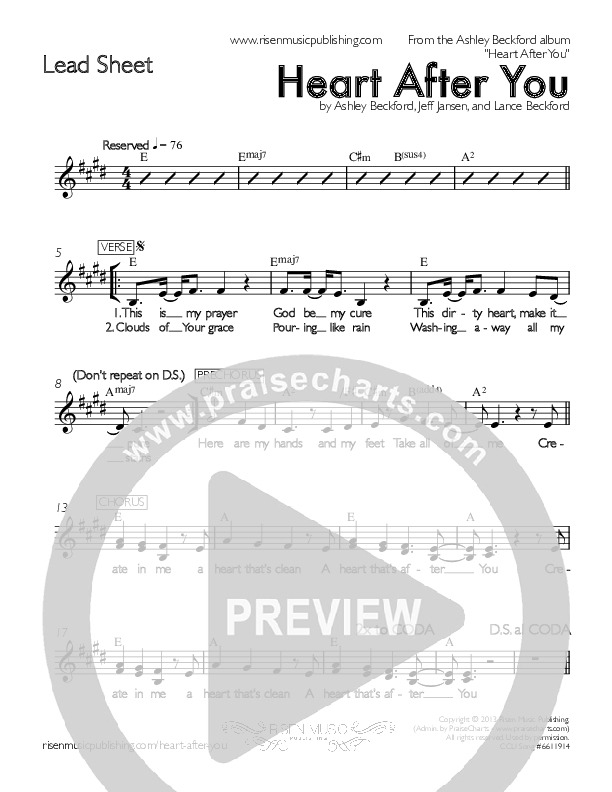 Heart After You Lead Sheet (Ashley Beckford)