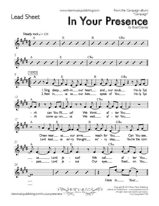In Your Presence Lead Sheet (Campaign)