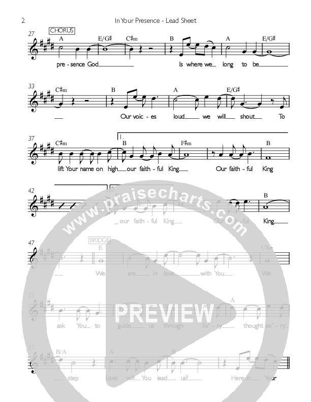 In Your Presence Lead Sheet (Campaign)