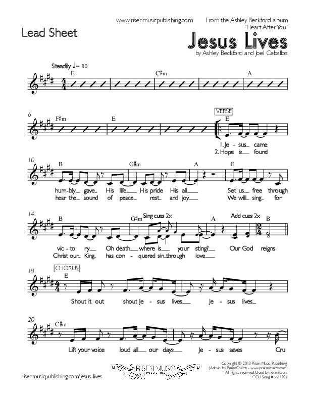 Jesus Lives Lead Sheet (Ashley Beckford)