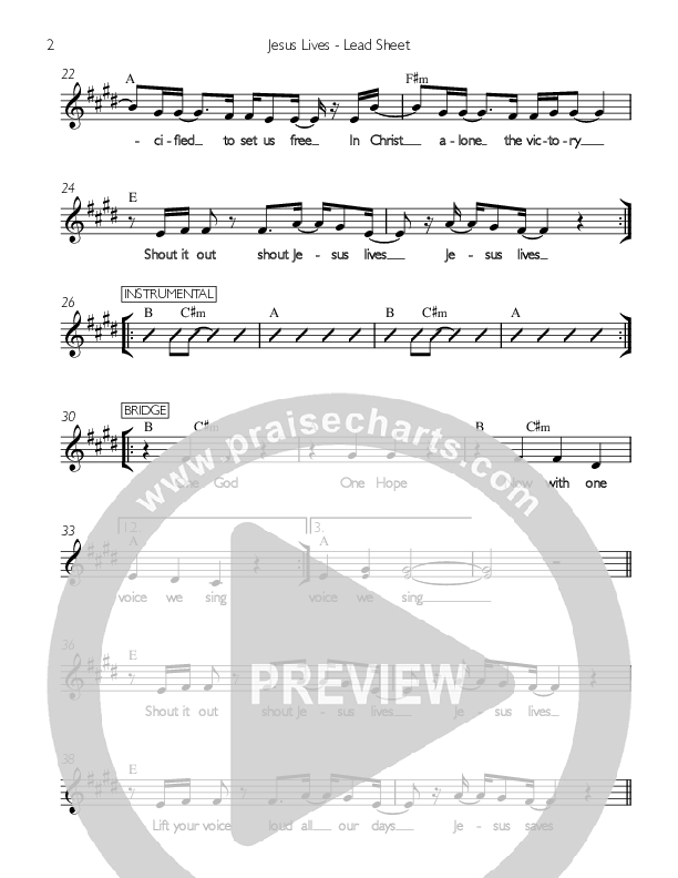 Jesus Lives Lead Sheet (Ashley Beckford)