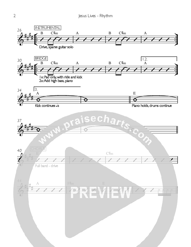 Jesus Lives Rhythm Chart (Ashley Beckford)