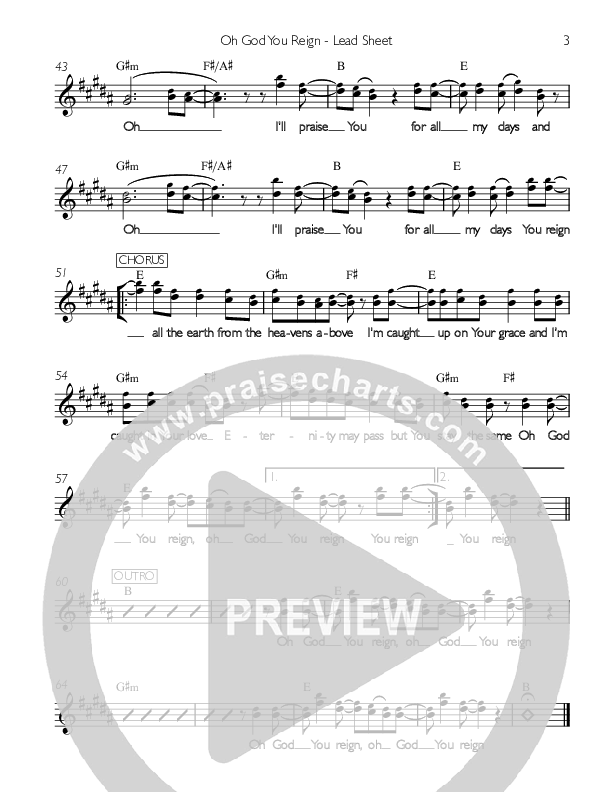 Oh God You Reign Lead Sheet (IHC Music)