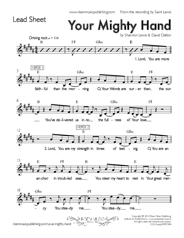 Your Mighty Hand Lead Sheet (Saint Lewis)