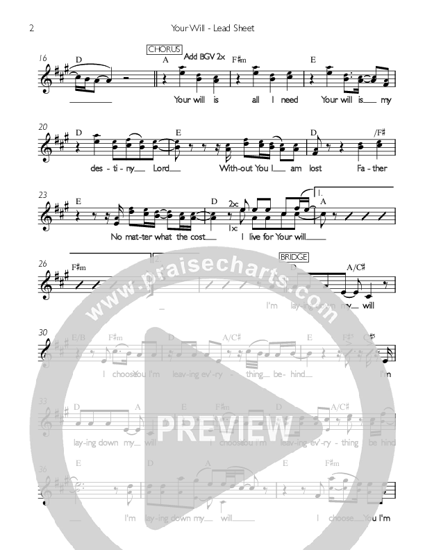 Your Will Lead Sheet (Saint Lewis)