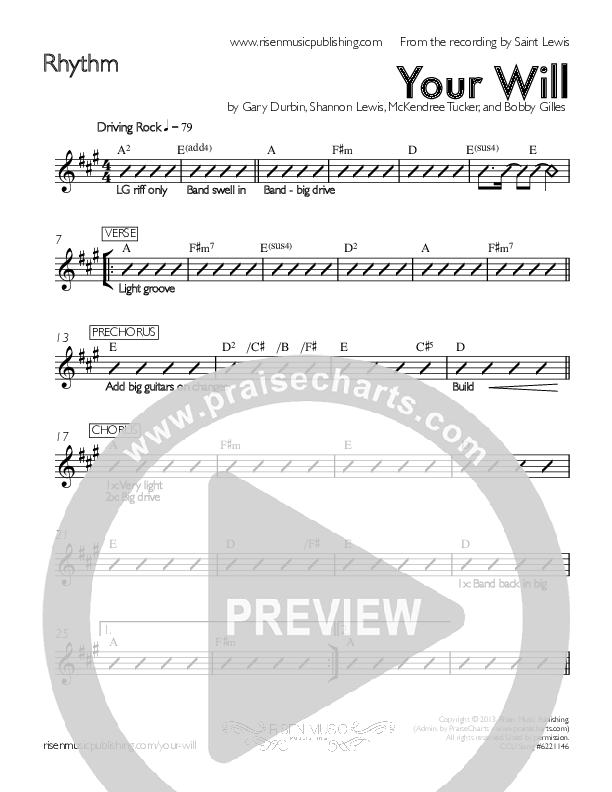 Your Will Rhythm Chart (Saint Lewis)