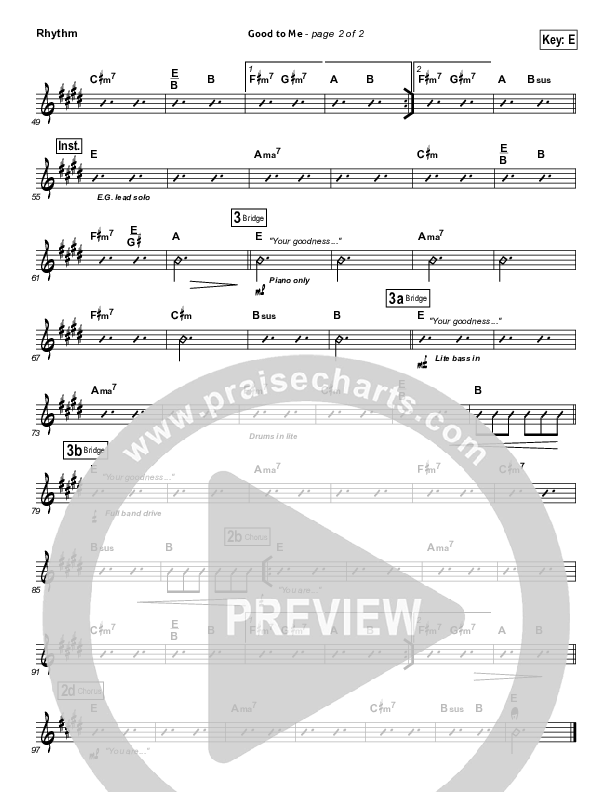 Good To Me Rhythm Chart (Audrey Assad)