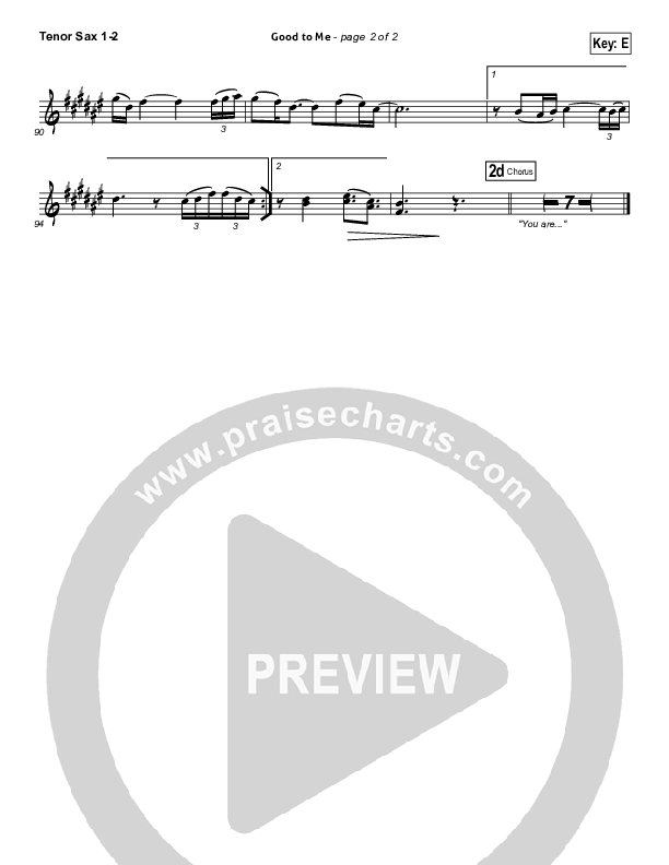 Good To Me Tenor Sax 1/2 (Audrey Assad)