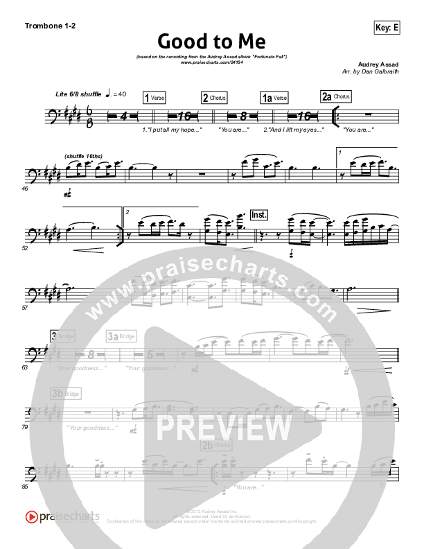 Good To Me Trombone 1/2 (Audrey Assad)