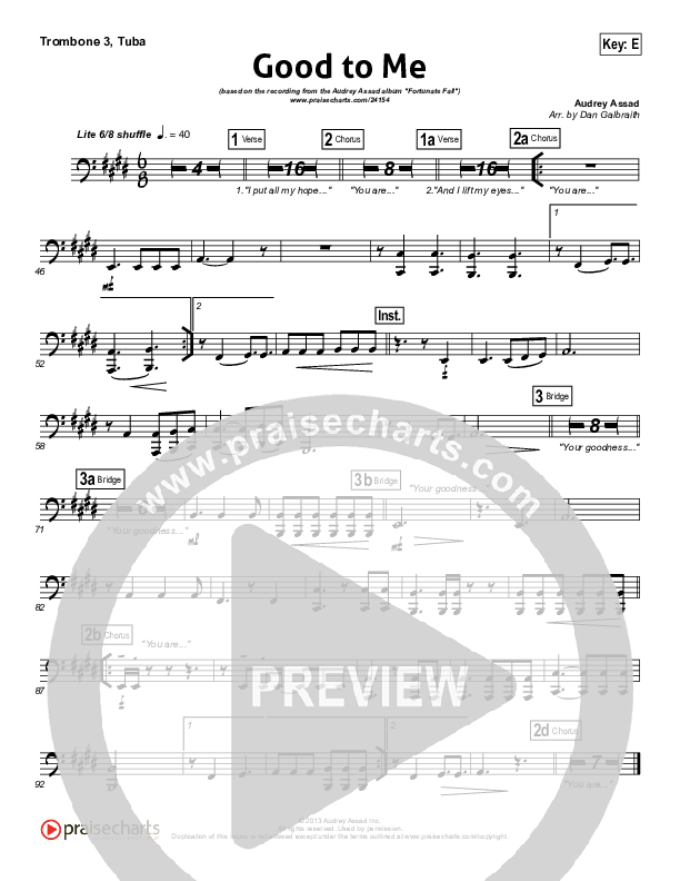 Good To Me Trombone 3/Tuba (Audrey Assad)