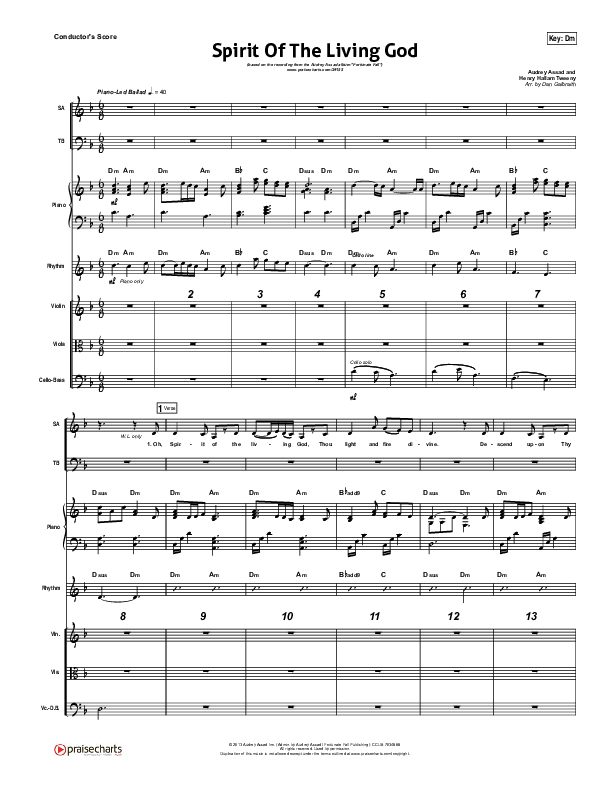 Spirit Of The Living God Conductor's Score (Audrey Assad)