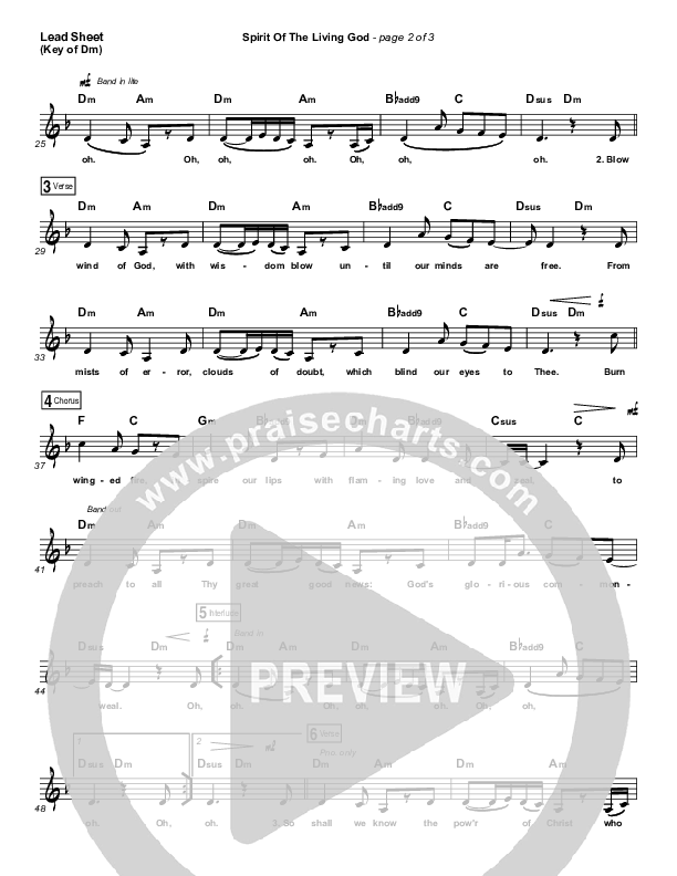 Spirit Of The Living God Lead Sheet (Melody) (Audrey Assad)