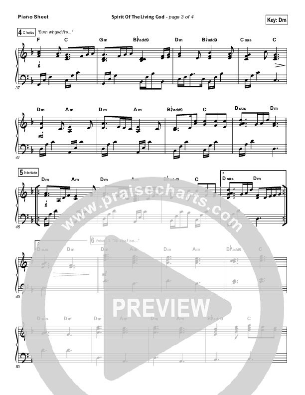 Spirit Of The Living God Piano Sheet (Audrey Assad)