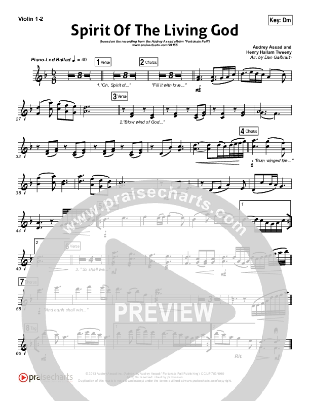 Spirit Of The Living God Violin 1/2 (Audrey Assad)