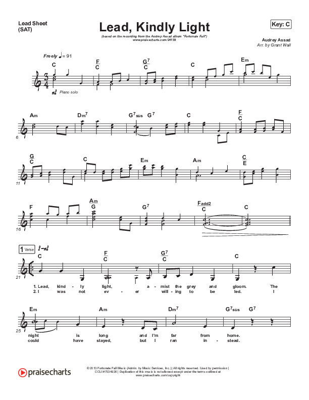 Lead Kindly Light Sheet Music PDF (Audrey Assad) PraiseCharts