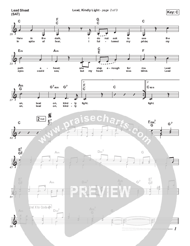 Lead Kindly Light Lead Sheet (SAT) (Audrey Assad)