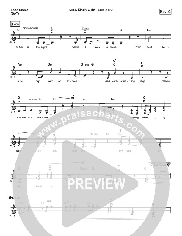 Lead Kindly Light Lead Sheet (SAT) (Audrey Assad)