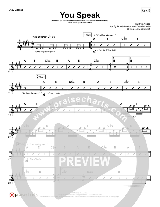 You Speak Rhythm Chart (Audrey Assad)