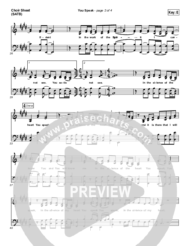 You Speak Choir Vocals (SATB) (Audrey Assad)