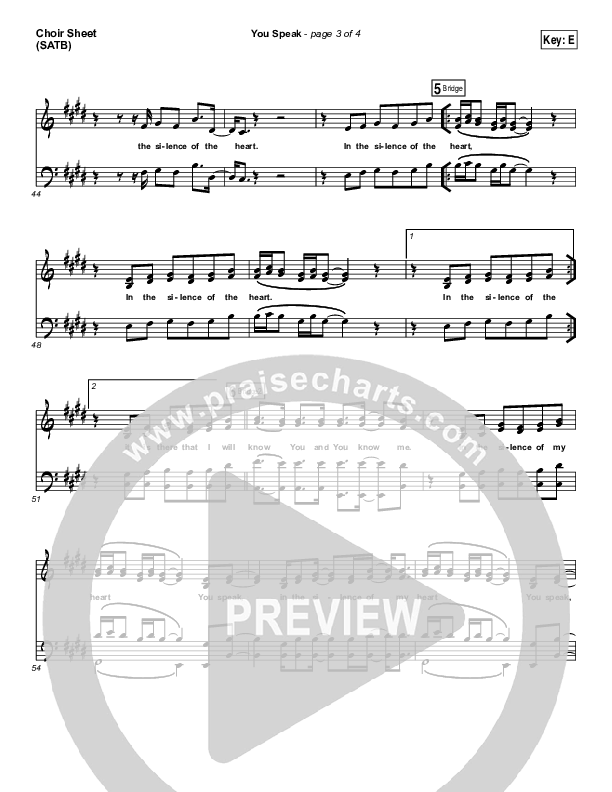 You Speak Choir Vocals (SATB) (Audrey Assad)