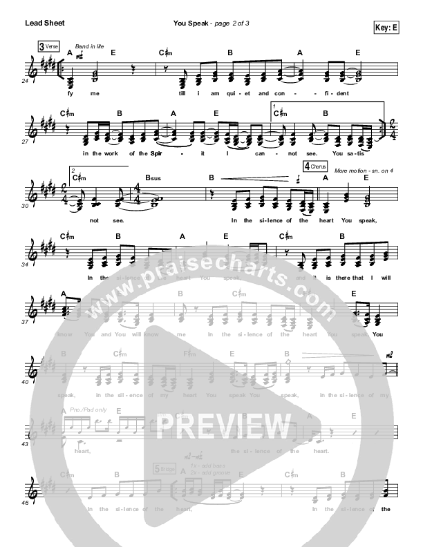 You Speak Lead Sheet (SAT) (Audrey Assad)