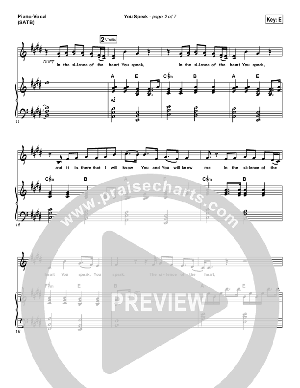 You Speak Piano/Vocal (SATB) (Audrey Assad)