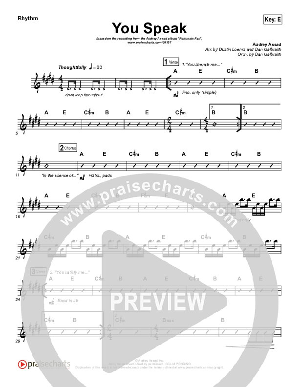 You Speak Rhythm Chart (Audrey Assad)