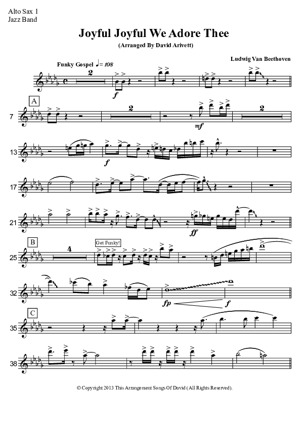 Joyful Joyful We Adore Thee (Instrumental) Alto Sax 1/2 (David Arivett)