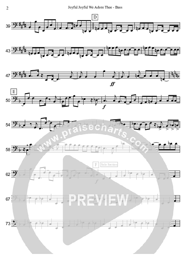 Joyful Joyful We Adore Thee (Instrumental) Bass Guitar (David Arivett)