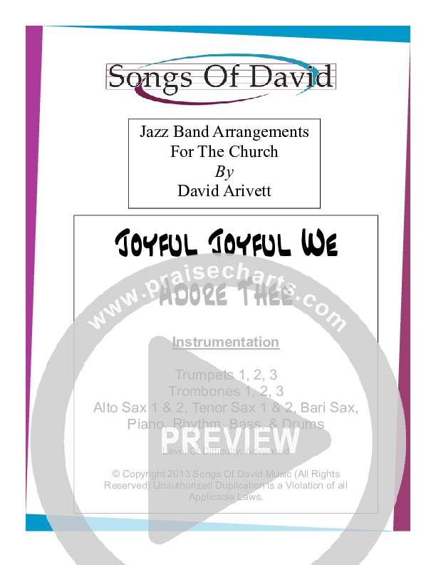 Joyful Joyful We Adore Thee (Instrumental) Cover Sheet (David Arivett)