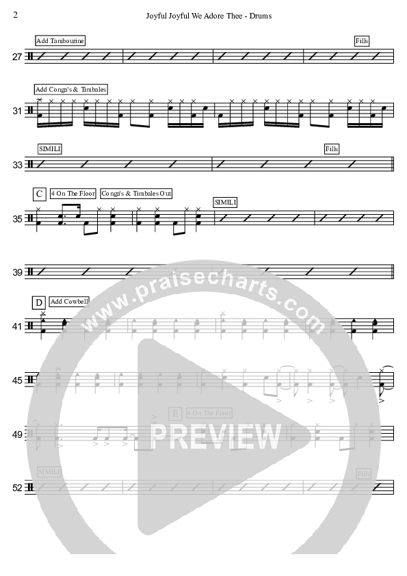 Joyful Joyful We Adore Thee (Instrumental) Drum Set (David Arivett)