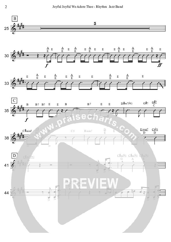 Joyful Joyful We Adore Thee (Instrumental) Rhythm Chart (David Arivett)