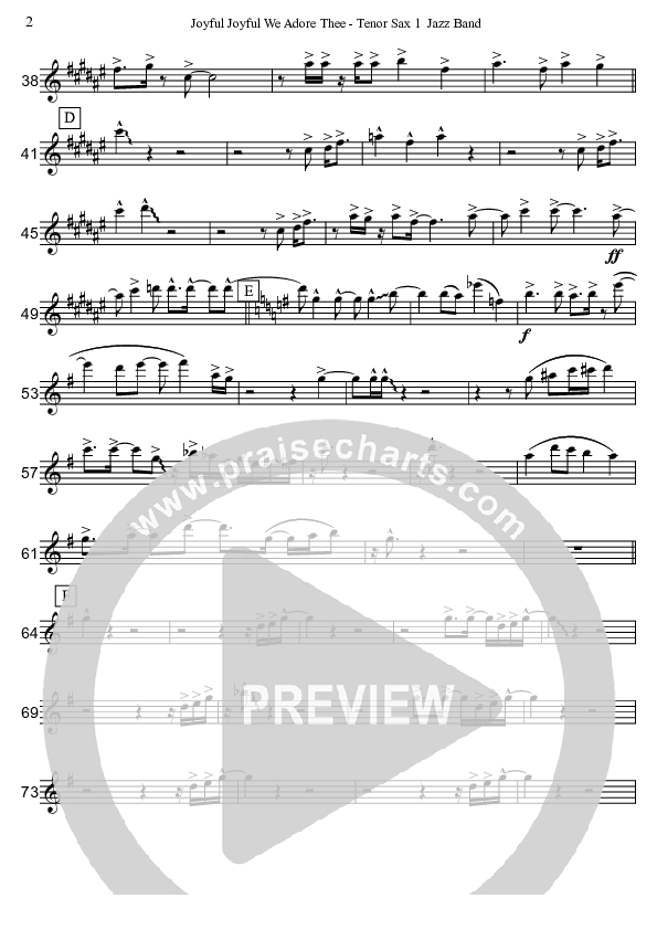 Joyful Joyful We Adore Thee (Instrumental) Tenor Sax 1/2 (David Arivett)