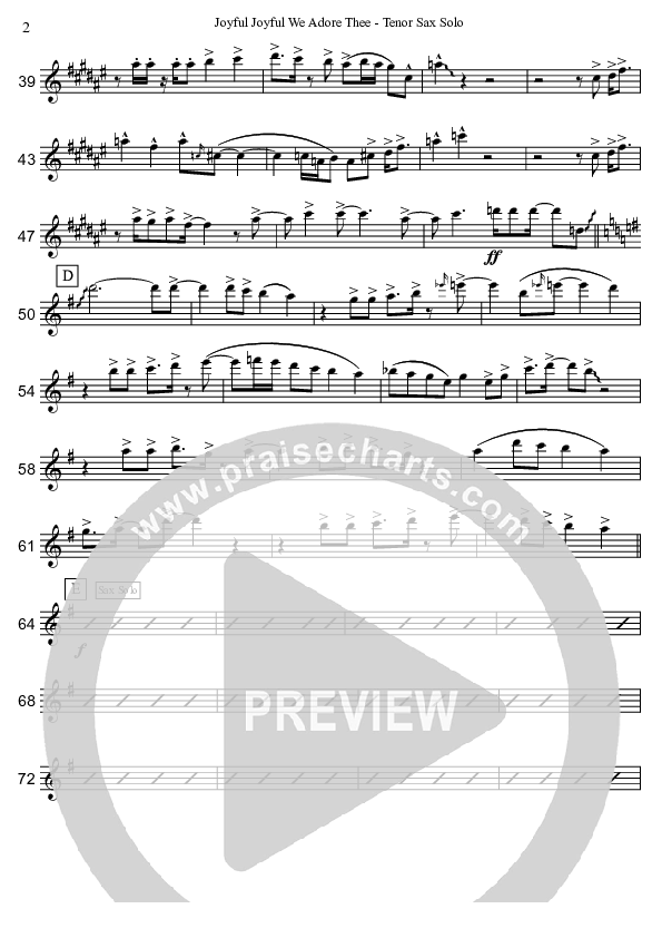 Joyful Joyful We Adore Thee (Instrumental) Tenor Sax 2 (David Arivett)