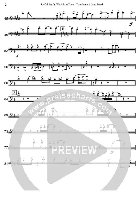 Joyful Joyful We Adore Thee (Instrumental) Trombone 2 (David Arivett)