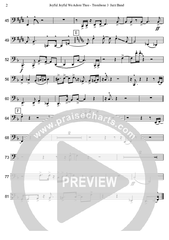 Joyful Joyful We Adore Thee (Instrumental) Trombone 3 (David Arivett)